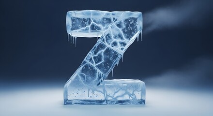 Frozen Letter Z: Ice Sculpture