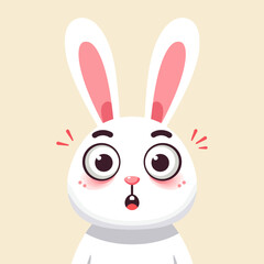 Obraz premium Surprised Cartoon Rabbit Face with Wide Eyes and Open Mouth