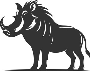 Black vector animal warthog silhouette drawing isolated