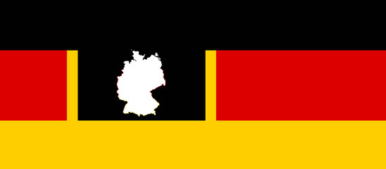 creative abstract simplified shape of the map of Germany on black red yellow as golden background, german background style
