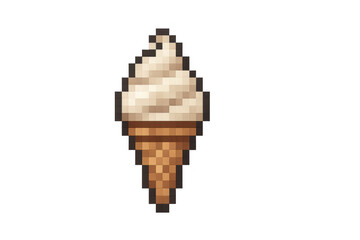 Refreshing pixel art ice cream cone, perfect for summer projects, with transparent background for easy integration