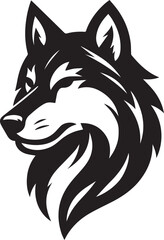 Fototapeta premium Wolf Head Black Silhouette Vector, Wild Animal Clipart & Fierce Nature Design