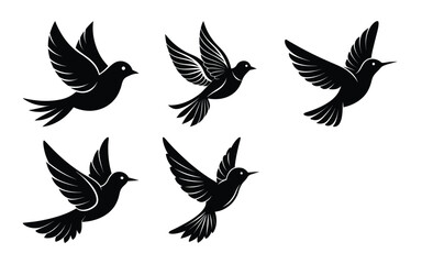 Flying Bird Silhouette Vector Set
