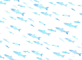 水彩風　魚の群れ背景イラスト