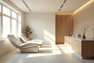 Serene Spa Relaxation Room with Modern Recliners and Minimalist Design