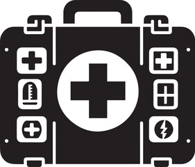 Obraz premium first aid kit logo vector illustration, first aid kit silhouette vector icon