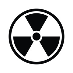 black and white radioactive symbol in flat design