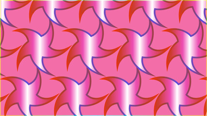Abstract seamless pattern of pink and red gradient star-shaped geometric elements