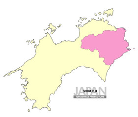 Fototapeta premium 日本地図 四国 徳島県 県境無し 02