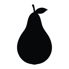 Simple black pear silhouette with a smooth, rounded shape and a short stem, perfect for icons, logos, or minimalist fruit-themed designs.
