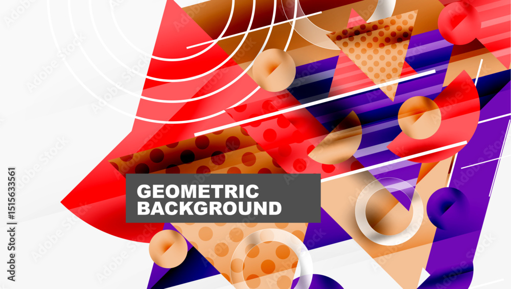 Aufkleber abstract geometric composition. overlapping shapes, vibrant colors, dynamic design. modern illustrat