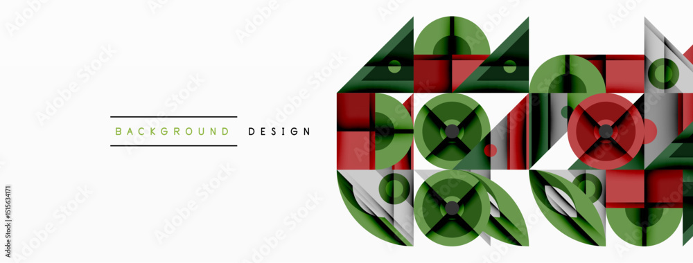Poster abstract geometric pattern. red, green shapes overlap creating modern design. minimalist style, clea