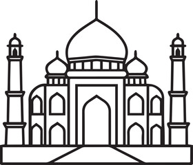 taj mahal outline vector illustration, line art