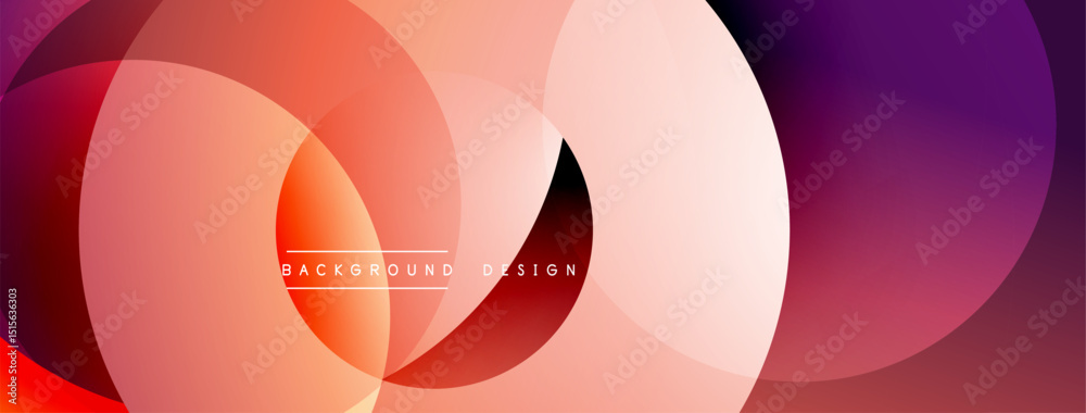 Poster abstract circles overlap, creating vibrant gradients. red, orange, purple hues blend smoothly. moder