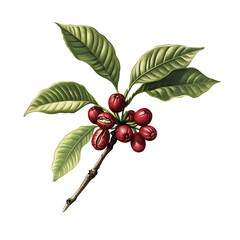 Realistic and artistic illustrations of coffee beans, brewing equipment, coffee cups, baristas, coffee farms, roasting processes, and café scenes
