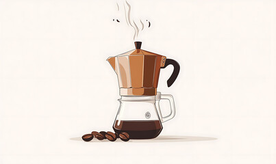 Realistic and artistic illustrations of coffee beans, brewing equipment, coffee cups, baristas, coffee farms, roasting processes, and café scenes