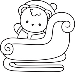 Coloring pages of Illustration of cute bear winter icon.
