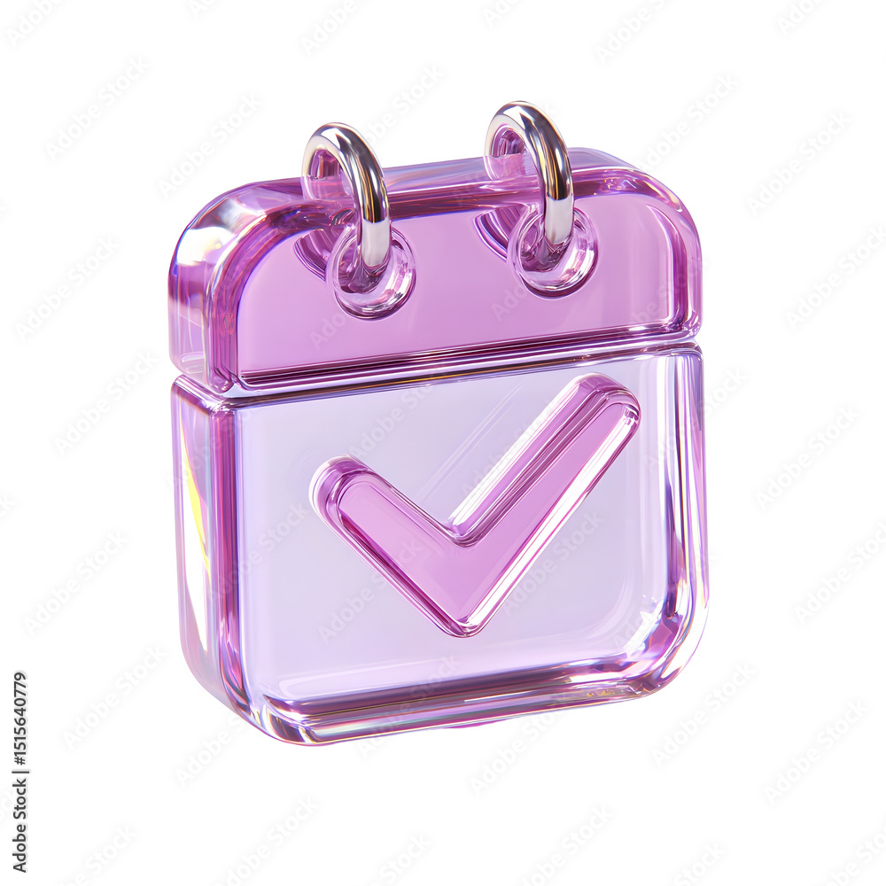 Aufkleber a modern minimalist crystal calendar icon with a prominent checkmark conveying a sense of organizati