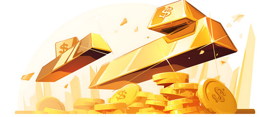Shiny Gold Bars and Coins: Luxury, Wealth, and Investment Symbolism