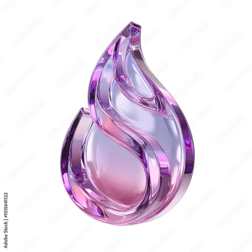 Poster captivating 3d rendered image of a shimmering translucent purple and pink crystal water droplet with
