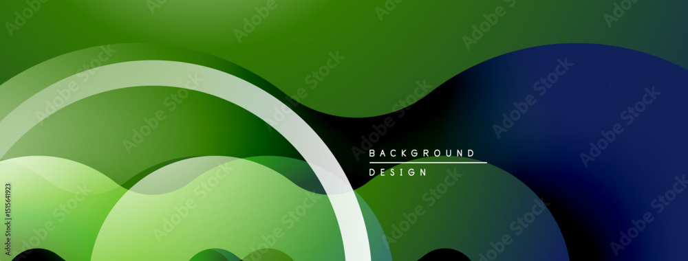 Poster Abstract green blue background. Overlapping shapes create dynamic visual effect. Modern design suitable for banners, websites.