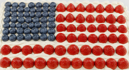 Fruit Flag Cake with Blueberries and Strawberries