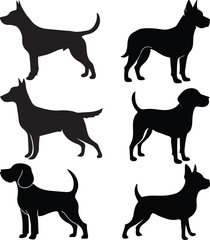Minimalist silhouette vector of  popular dog breeds