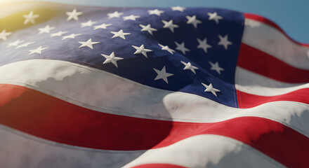 American Flag Waving in Wind