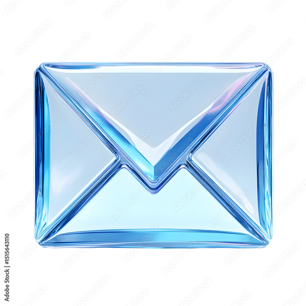 Aufkleber Stylized 3D envelope icon in a vibrant blue crystal like material representing digital communication and technology