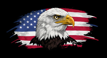 Eagle Head American Flag Artistic Illustration