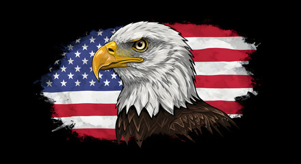 Eagle Head American Flag Artwork