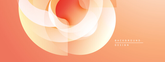 Abstract design features overlapping circular shapes. Warm orange, peach hues create soft gradient effect. Minimalist background texture.
