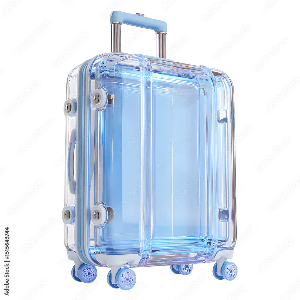 Aufkleber A modern lightweight suitcase with a transparent blue crystal like design featuring a durable and stylish construction with smooth rolling wheels and a comfortable handle