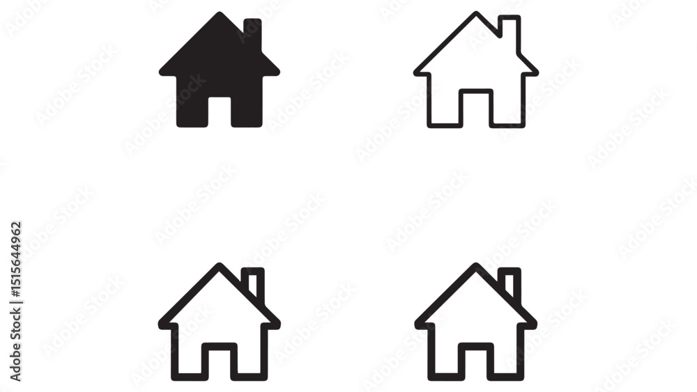 Wall mural simple house icons set for website navigation home button design
