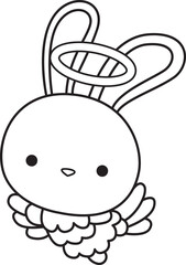 Illustration of coloring pages by cute bunny costume icon.
