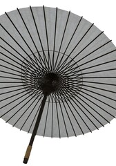 A japanese umbrella slightly tilted, showing the inner frame structure, centered on a white background
