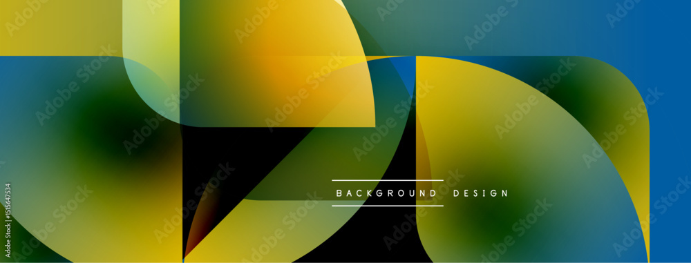 Poster Abstract colorful background. Overlapping shapes create dynamic visual effect. Modern design elements present smooth gradients.