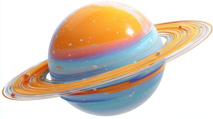 Colorful, abstract planet with rings