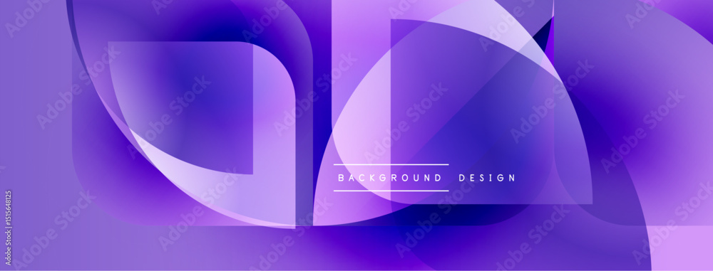 Fototapete Abstract purple design. Fluid shapes overlap, creating dynamic visual effect. Modern background suitable for various projects.