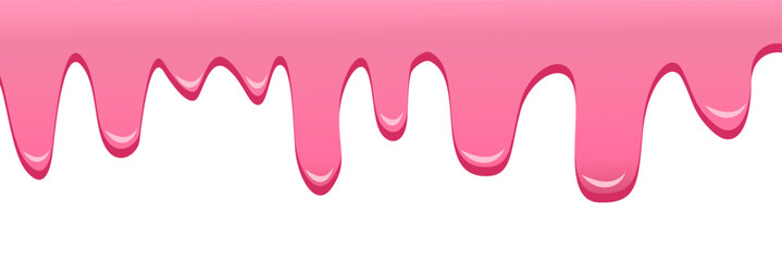 Melted pink strawberry dripping on white background, vector illustration