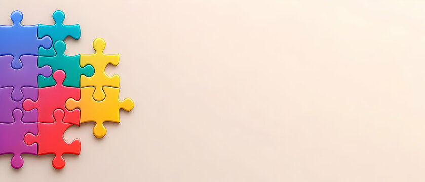 Colorful Rainbow Puzzle Pieces On Light Background