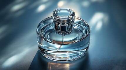 Glass perfume bottle mockup with sleek round design

