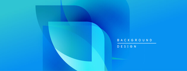 Naklejka premium Abstract blue layers create dynamic visual effect. Smooth gradients suggest depth, modern design elements present. Background includes text background, design.