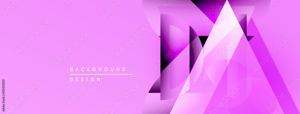 Poster Abstract pink geometric design. Overlapping triangles create dynamic visual effect. Modern background suitable for various projects.