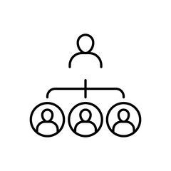 Organization structure icon. Simple outline style. Business organisation, process, chart, people, office, infographic, team, teamwork concept. Thin line symbol. Vector illustration isolated.