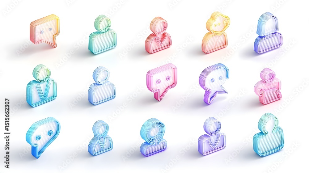 Aufkleber a set of 3d clean and friendly communication icons symbolizing people interacting speaking and engag