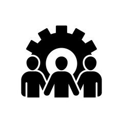 Teamwork management icon. Simple glyph style. Company leader, supervisor, partnership, crowd management, businessman career development, CRM concept. Solid symbol. Vector illustration isolated.
