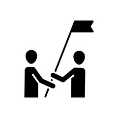 Teammate flag success icon. Simple glyph style. People, hand, man, business, team, work, success, communication, teamwork, partnership, goal concept. Solid symbol. Vector illustration isolated.