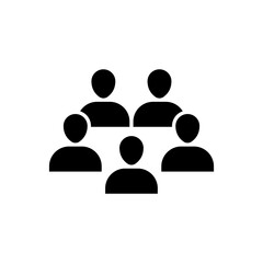 Group of people icon. Simple glyph style. Staff, crowd, people, organisation, management, group, meeting, man, business, team, teamwork concept. Solid symbol. Vector illustration isolated.