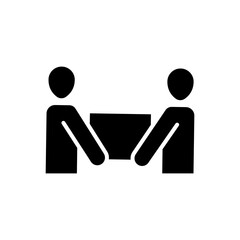 Team lifting heavy object icon. Simple glyph style. Lift, box, heavy, carry, man, person, movers, people, teamwork concept. Solid symbol. Vector illustration isolated.